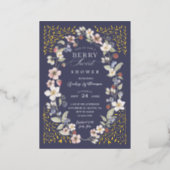 Berry Sweet Baby Shower Wild Berries & Flowers Foil Invitation (Standing Front)