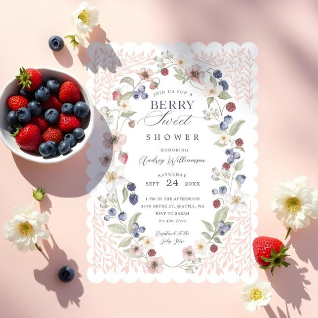 Berry Sweet Baby Shower Wild Berries & Flowers Invitation (Berry Sweet Baby Shower Wild Berries & Flowers Invitation)
