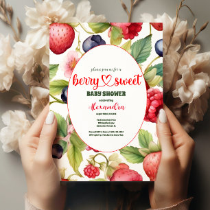 Berry Sweet Baby Shower Wild Berries & Flowers Invitation