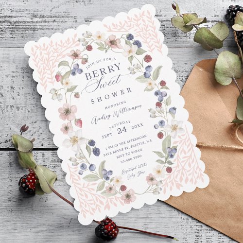 Berry Sweet Baby Shower Wild Berries  Flowers Invitation