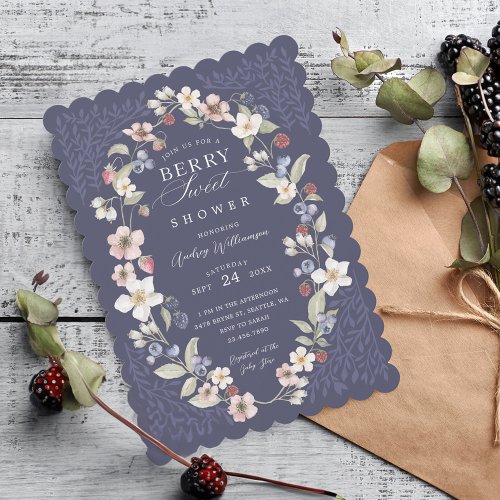 Berry Sweet Baby Shower Wild Berries  Flowers Invitation