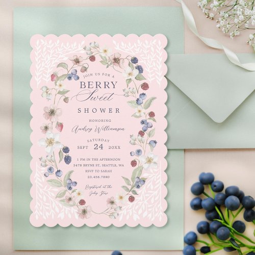 Berry Sweet Baby Shower Wild Berries  Flowers Invitation