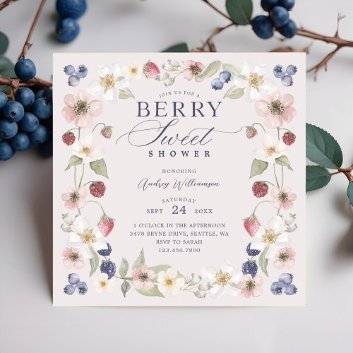 Berry Sweet Baby Shower Wild Berries  Flowers Invitation