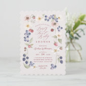 Berry Sweet Baby Shower Wild Berries & Flowers Invitation (Standing Front)