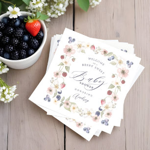 Berry Sweet Baby Shower Wild Berries & Flowers Napkins
