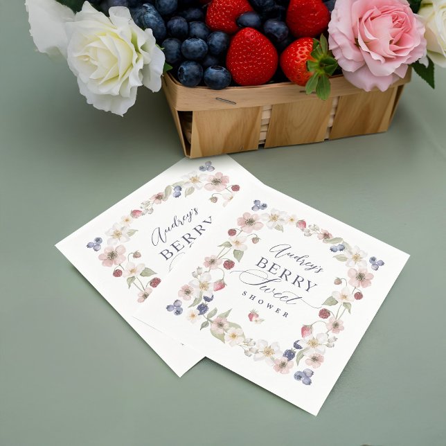 Berry Sweet Baby Shower Wild Berries & Flowers Napkins (Berry Sweet Baby Shower Wild Berries & Flowers Napkins)