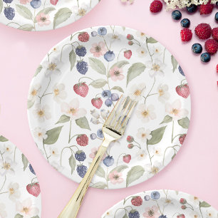 Berry Sweet Baby Shower Wild Berries & Flowers Paper Plates