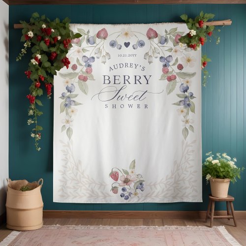 Berry Sweet Baby Shower Wild Berries  Flowers Tapestry