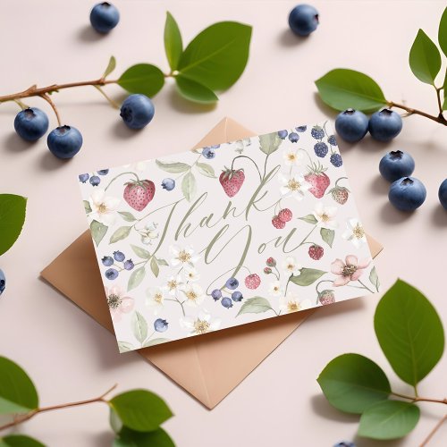 Berry Sweet Baby Shower Wild Berries  Flowers Thank You Card