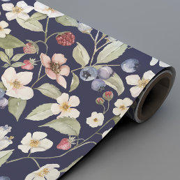 Berry Sweet Baby Shower Wild Berries &amp; Flowers Wrapping Paper