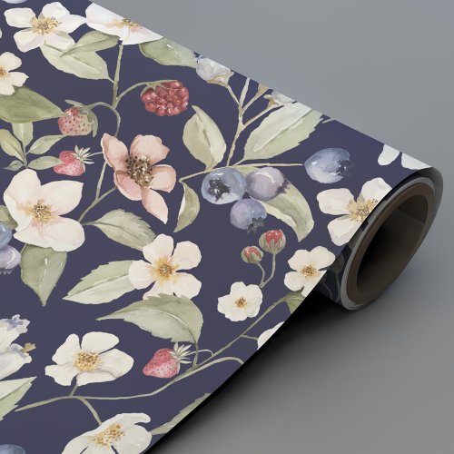 Berry Sweet Baby Shower Wild Berries  Flowers Wrapping Paper