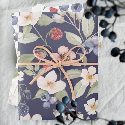 Berry Sweet Baby Shower Wild Berries  Flowers Wrapping Paper Sheets