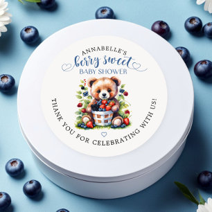 Berry Sweet Baby Shower Wild Berries & Teddy Bear Classic Round Sticker