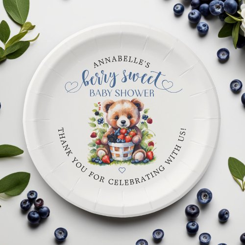 Berry Sweet Baby Shower Wild Berries  Teddy Bear Paper Plates