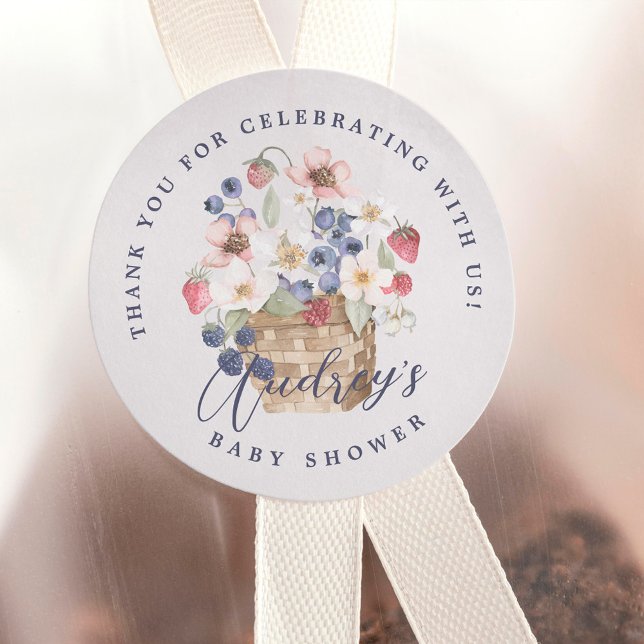 Berry Sweet Baby Shower Wild Berries Thank You Classic Round Sticker (Berry Sweet Baby Shower Wild Berries Thank You Classic Round Sticker)