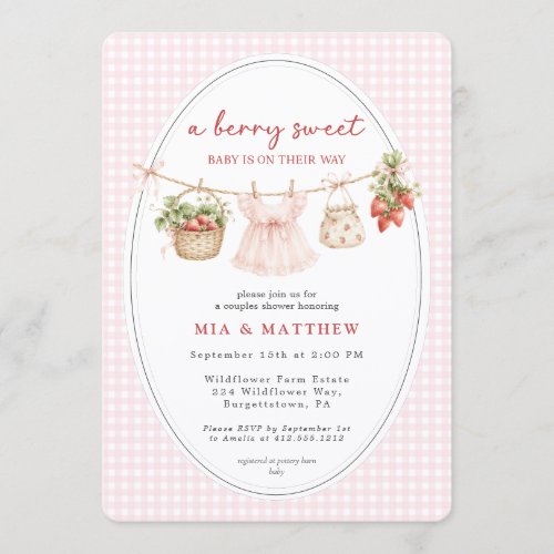 Berry Sweet Baby Strawberry All in One Baby Shower Invitation