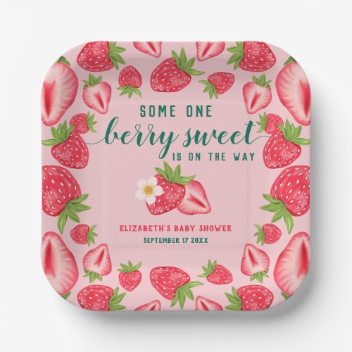 Berry Sweet Baby Strawberry Baby Shower Custom Paper Plates