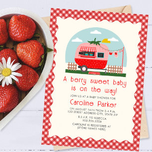 Berry Sweet Baby Strawberry Camper Invitation