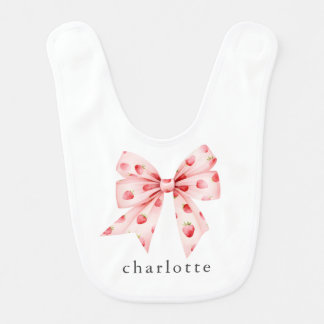 Berry Sweet Baby Strawberry Coquette Bow  Bib