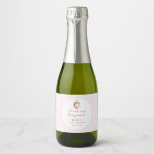 Berry Sweet Baby Strawberry Coquette Gingham  Sparkling Wine Label