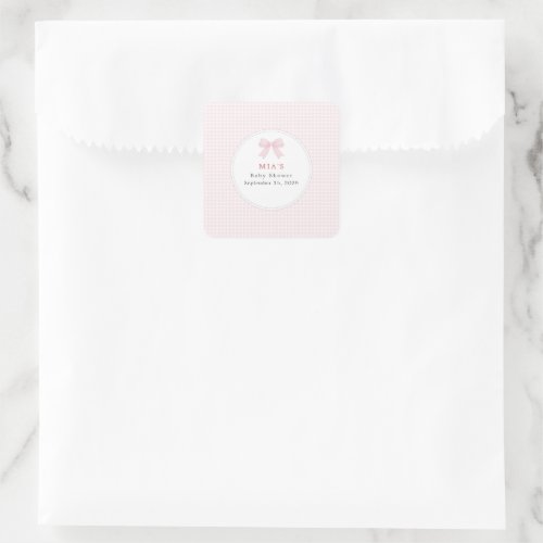 Berry Sweet Baby Strawberry Coquette Gingham Square Sticker