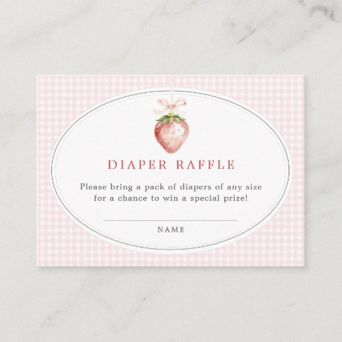 Berry Sweet Baby Strawberry Gingham Baby Shower Enclosure Card