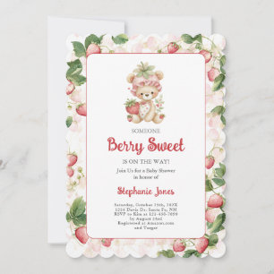 Berry Sweet Bear Baby Shower Girl Invitation
