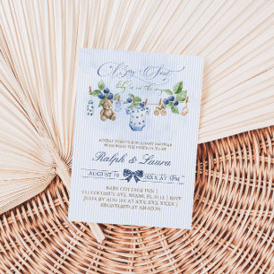 Berry Sweet Bear Clothesline Baby Shower  Invitation