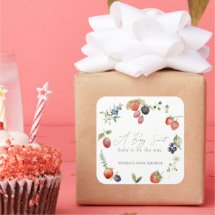 Berry Sweet Berries Girl Baby Shower Square Sticker
