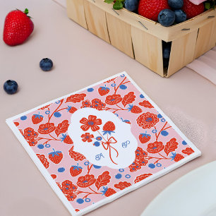 Berry Sweet Berries Monogram Baby Shower Napkins