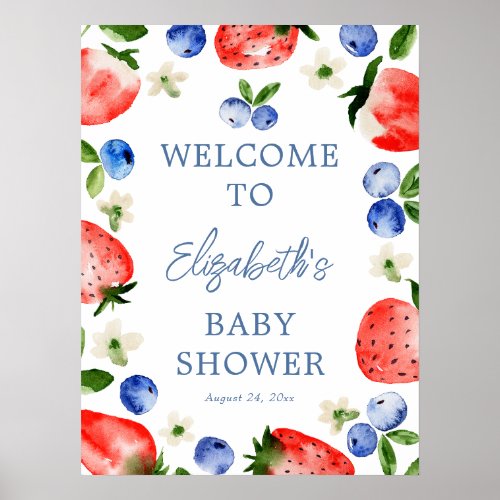 Berry Sweet Berry Baby Shower Welcome Poste Poster