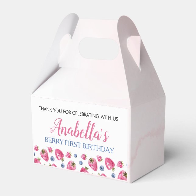 Berry Sweet Birthday Favor Box Strawberry Theme (Front Side)