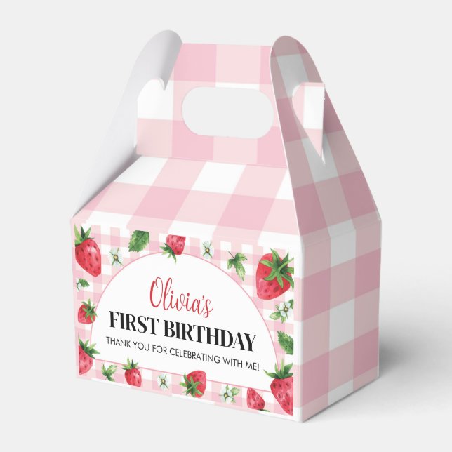 Berry Sweet Birthday Favor Box Strawberry Theme (Front Side)