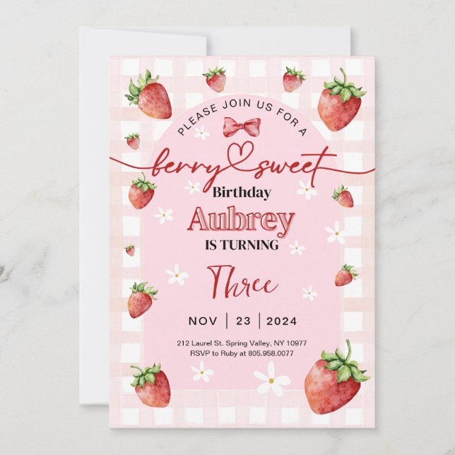 Berry Sweet Birthday Invitation Any Age (Front)