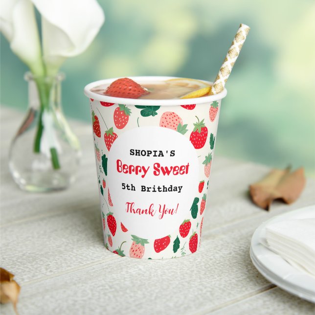 Berry Sweet Birthday Invitation Paper Cups (Insitu)
