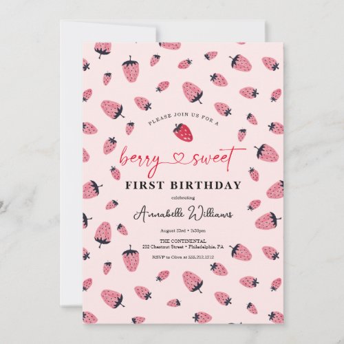 Berry Sweet Birthday Party Invitation Strawberry