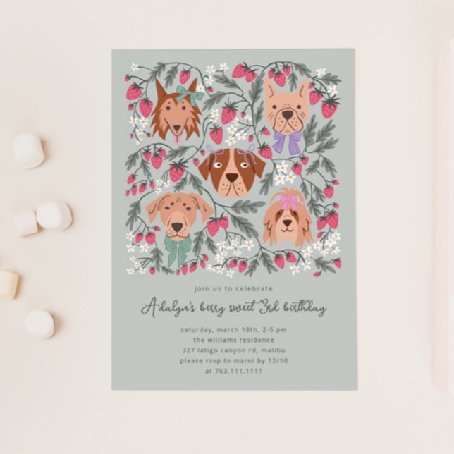 Berry Sweet Birthday Party | Strawberry Dogs Invitation (Creator Uploaded)