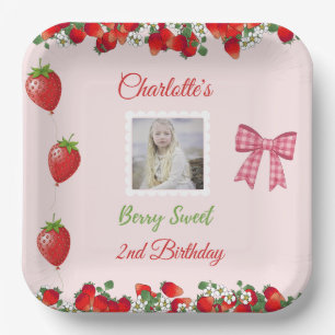 Berry Sweet Birthday Photo Paper Plates