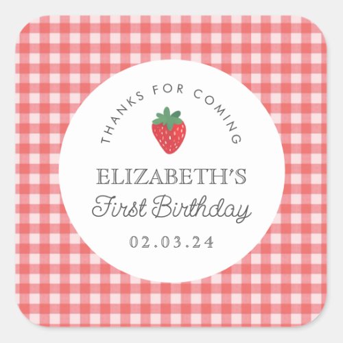 Berry Sweet Birthday Picnic thank you  Square Sticker
