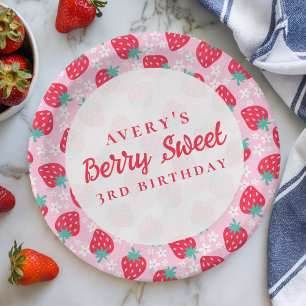 Berry Sweet Birthday Strawberry Daisy Paper Plates