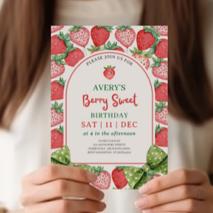 Berry Sweet Birthday Strawberry Party Invitation