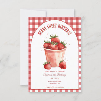 Berry Sweet Birthday Strawberry Party Invitation
