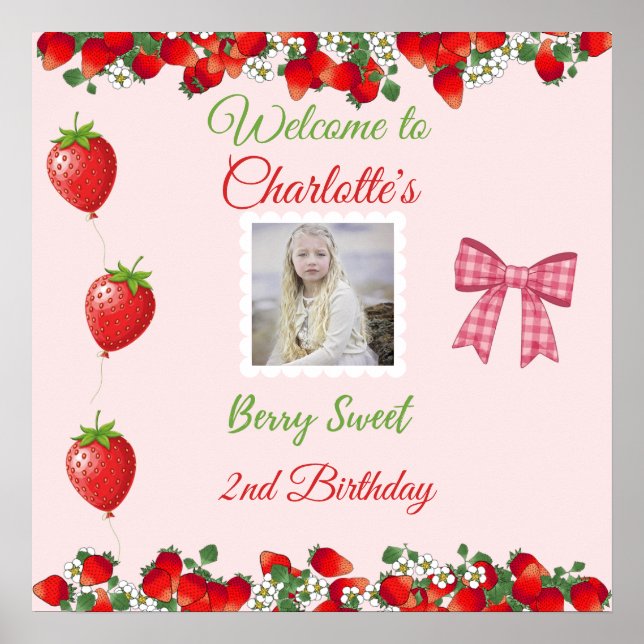 Berry Sweet Birthday Welcome Photo Poster (Front)