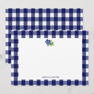 Berry Sweet Blue Gingham Baby Shower Note Card