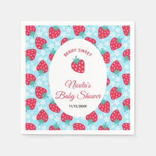 Berry Sweet Blue Strawberry Baby Shower Napkins