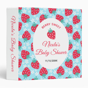 Berry Sweet Blue Strawberry Baby Shower Photo 3 Ring Binder