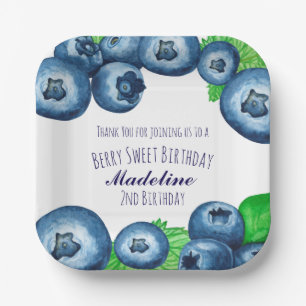 Berry Sweet Blueberries Birthday Paper Napkin Plates