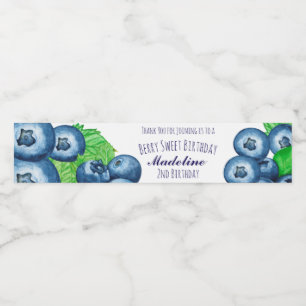 Berry Sweet Blueberries Birthday Water Bottle Label