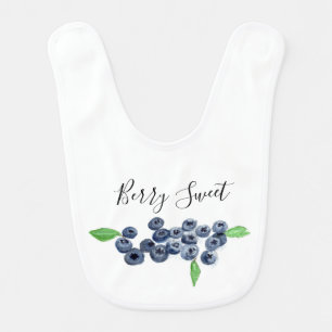 Berry Sweet Blueberries fruits watercolor food Baby Bib