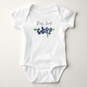 Berry Sweet Blueberries fruits watercolor food Baby Bodysuit